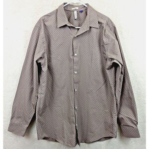 Artefact sz L Slim Fit Shirt cotton taupe color printed buttons long sleeve 8006